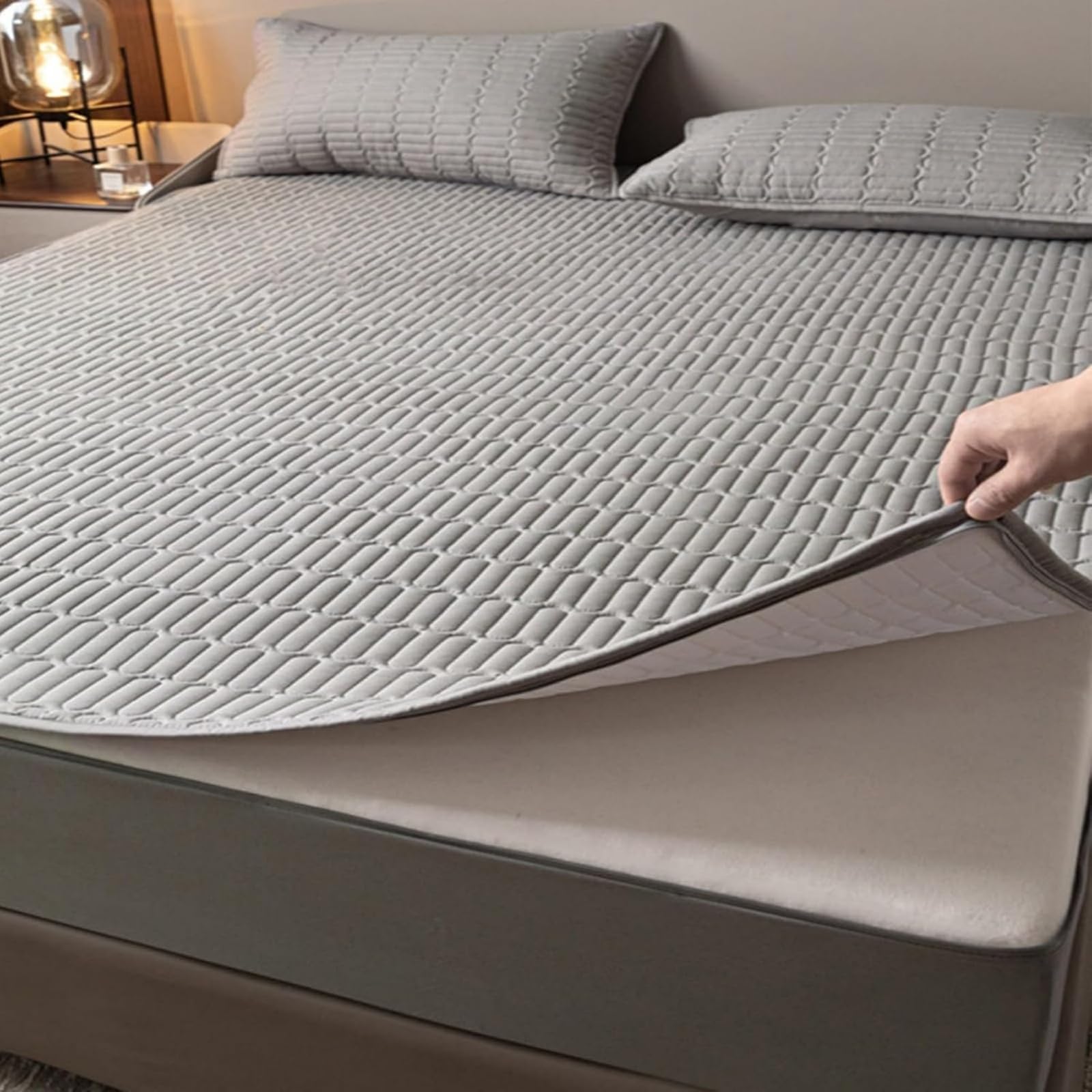 Morbuy Coprimaterasso Singolo Matrimoniale Impermeabile, Coprimaterasso Una Piazza e Mezza Antiacaro con Cerniera Morbida e Traspirante per Materassi Altezza 25cm (180x200cm,Azzurro)
