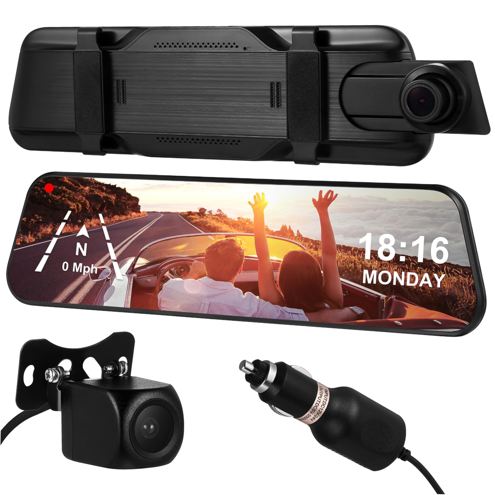 Healifty 1 Set night vision rearview mirror touch Dash Cam Rear And Front abs car reversing dual lens Dual Lens Dash Cam Full Screen Rear View Mirror Camera camera