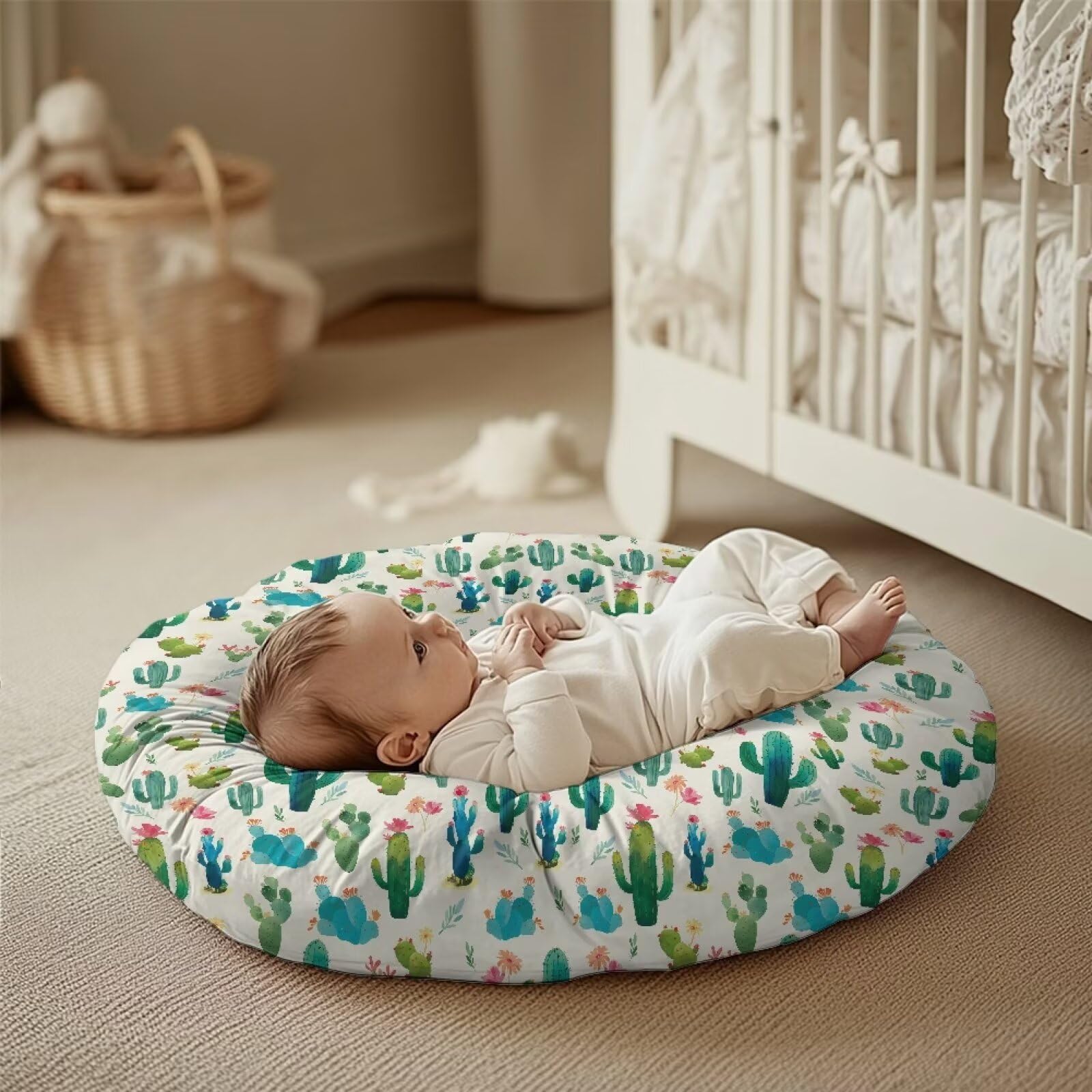 Qehuruxo Cactus Newborn Lounger Cover Baby Lounger Cover for 0-12 Month Girls and Boys Infant Replacement Lounger Pillow Cover Newborn Baby Floor Bed Cover