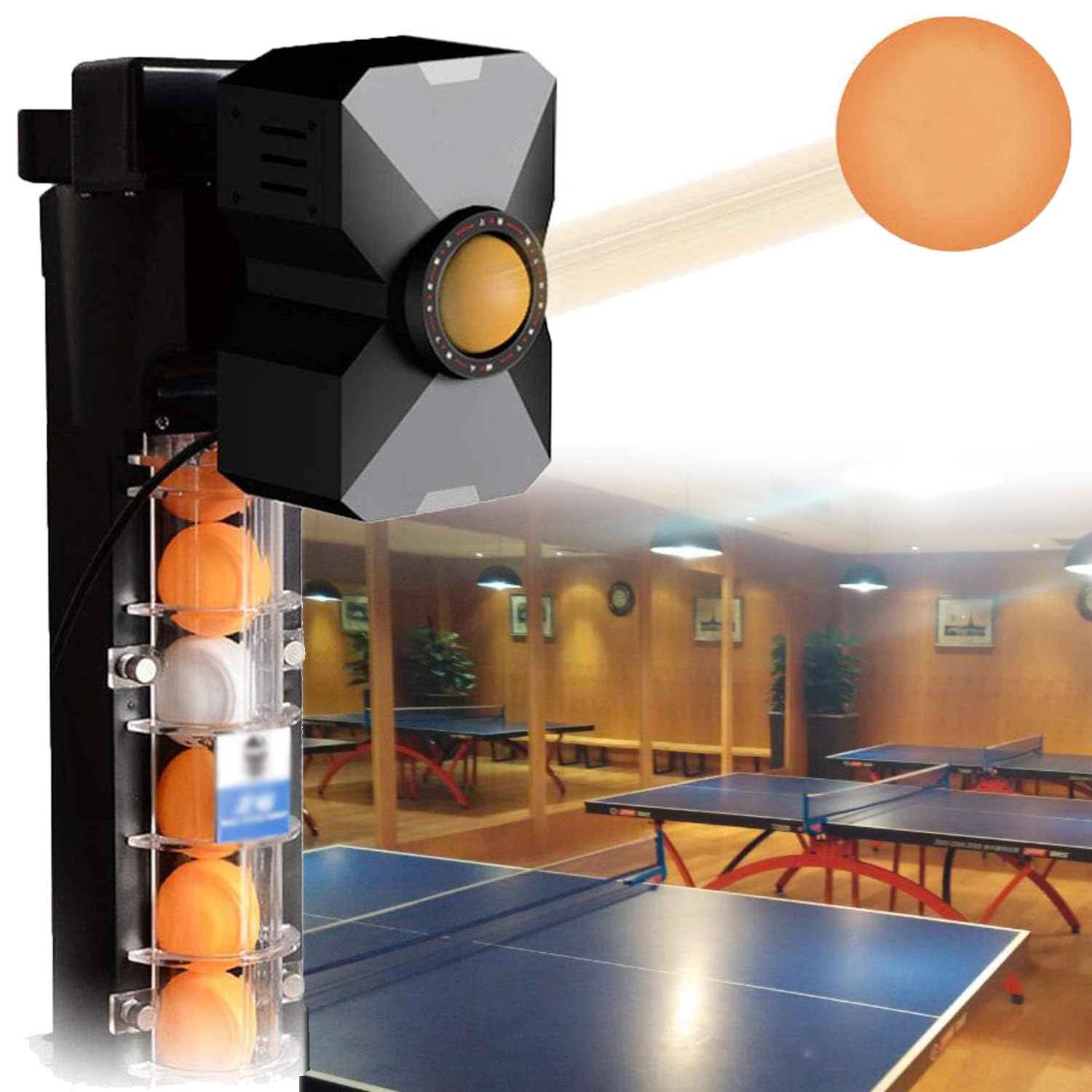 Oiyeknrd Automatic Ping Pong Robot Ball Machine,Professional Table Tennis Automatic Ball Collection/Serve Machine,With 200 Balls/Ball Recycle Catch Net