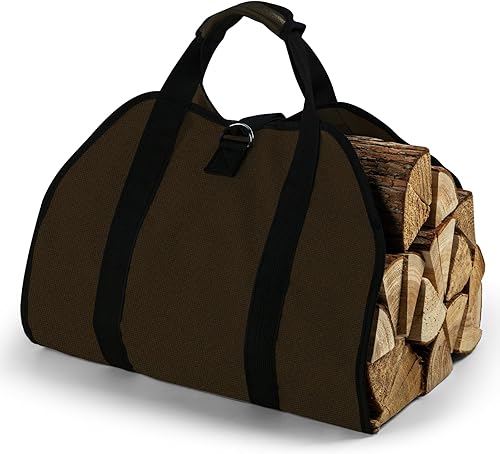 Yogayet Portador de leña de 39 x 18 pulgadas, bolsa de mano grande de troncos con asas, duradera bolsa de lona de 12A, resistente para chimenea,