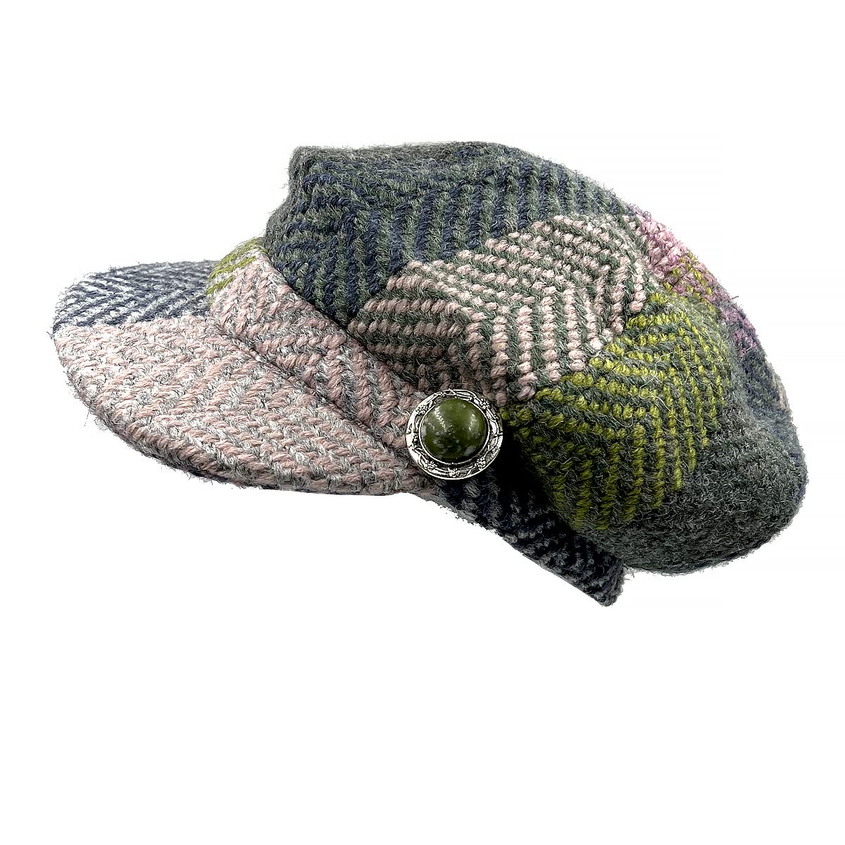 Peaky Blinder Hat in Donegal Loden AND Connemara Marble Pin