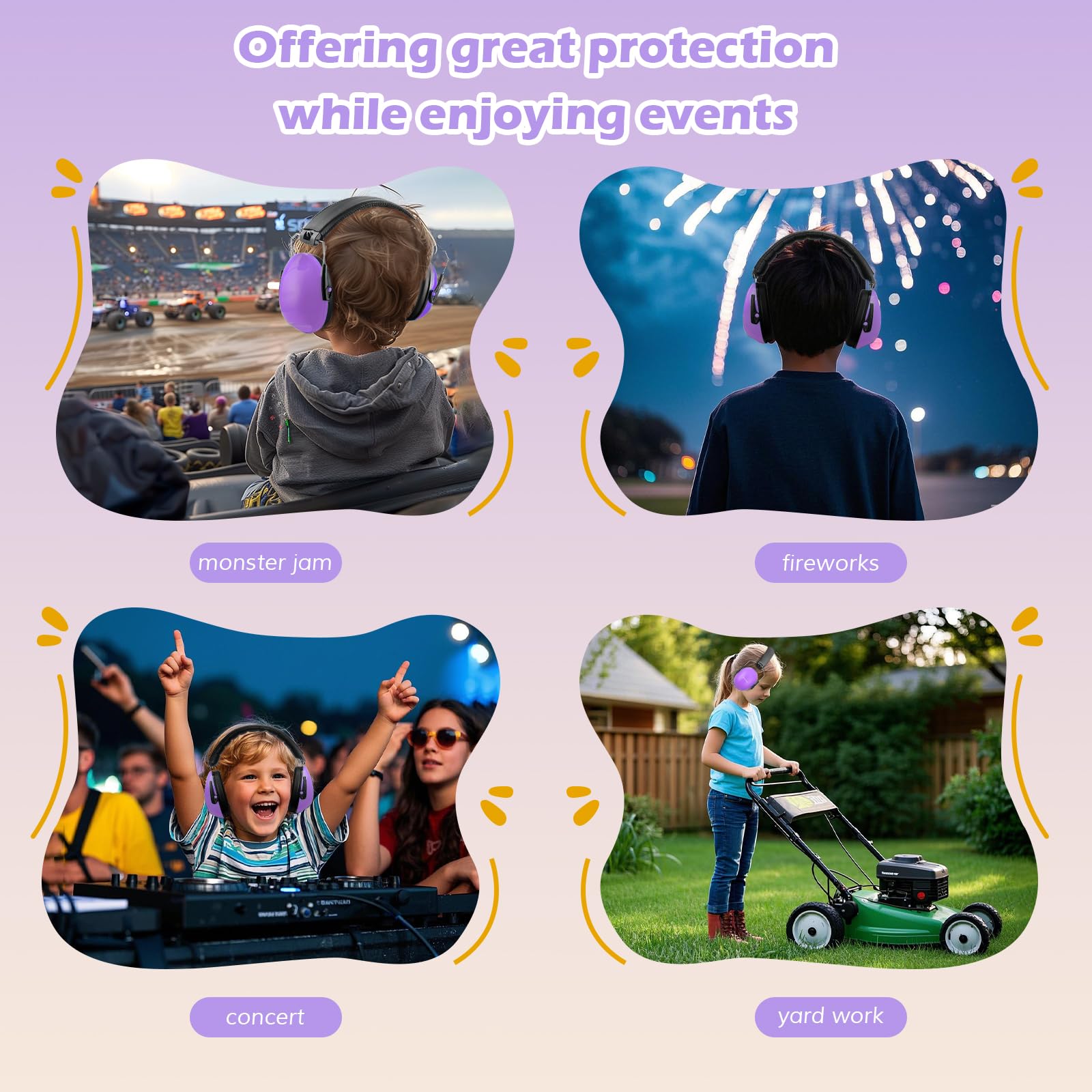 ProCase Cuffie Antirumore Bambini 1 Pezzi, NRR 21 dB Cuffie Comode Pieghevoli Regolabili per Proteggi I Tuoi Bambini dai Rumori Forti Fuoco D'artificio Concerto Aereo Dormire -Viola