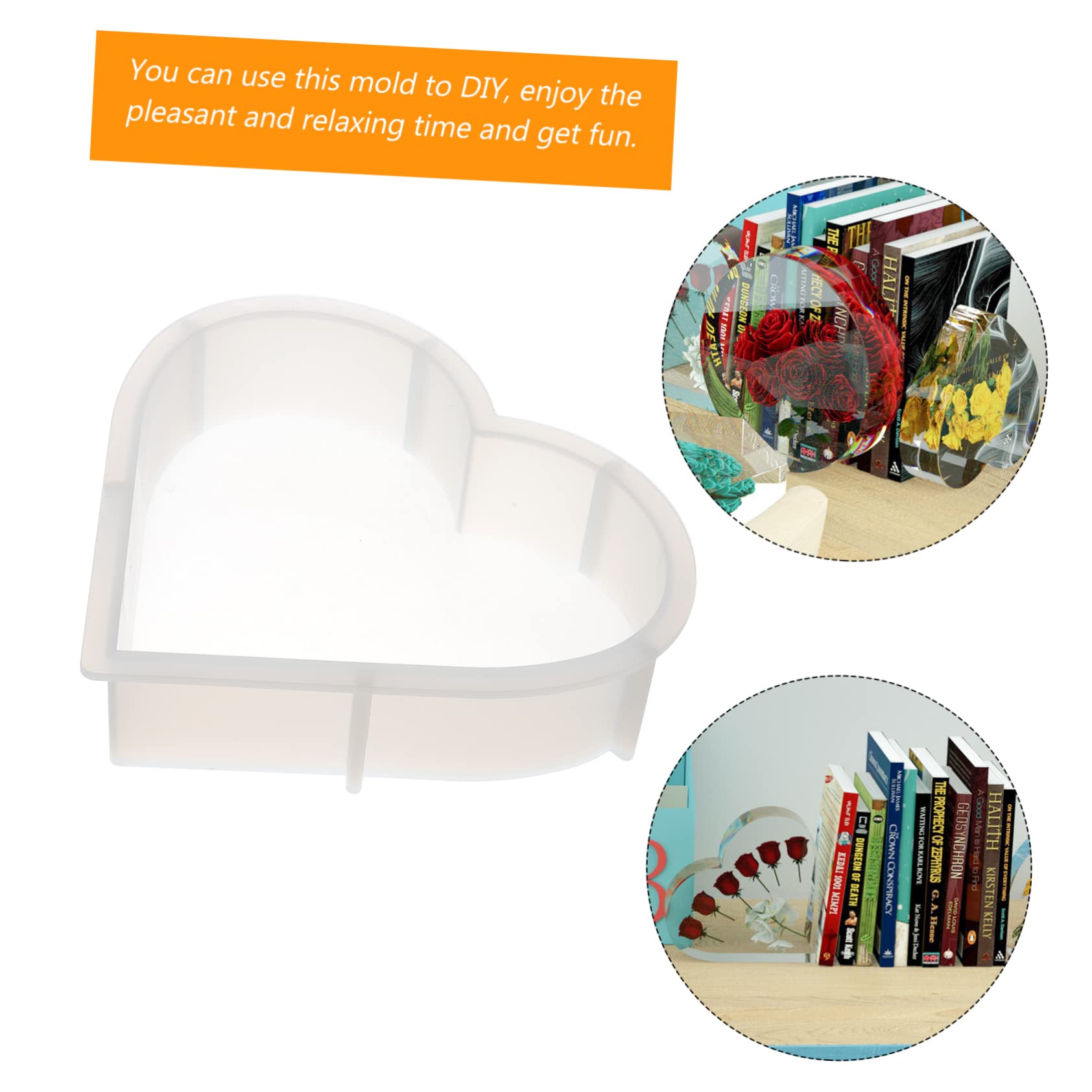 ifundom Lot De 2 Grands Moules en Silicone en Forme De Cœur pour -Livres en Résine. Intérieur Lisse pour Un Démoulage Facile.
