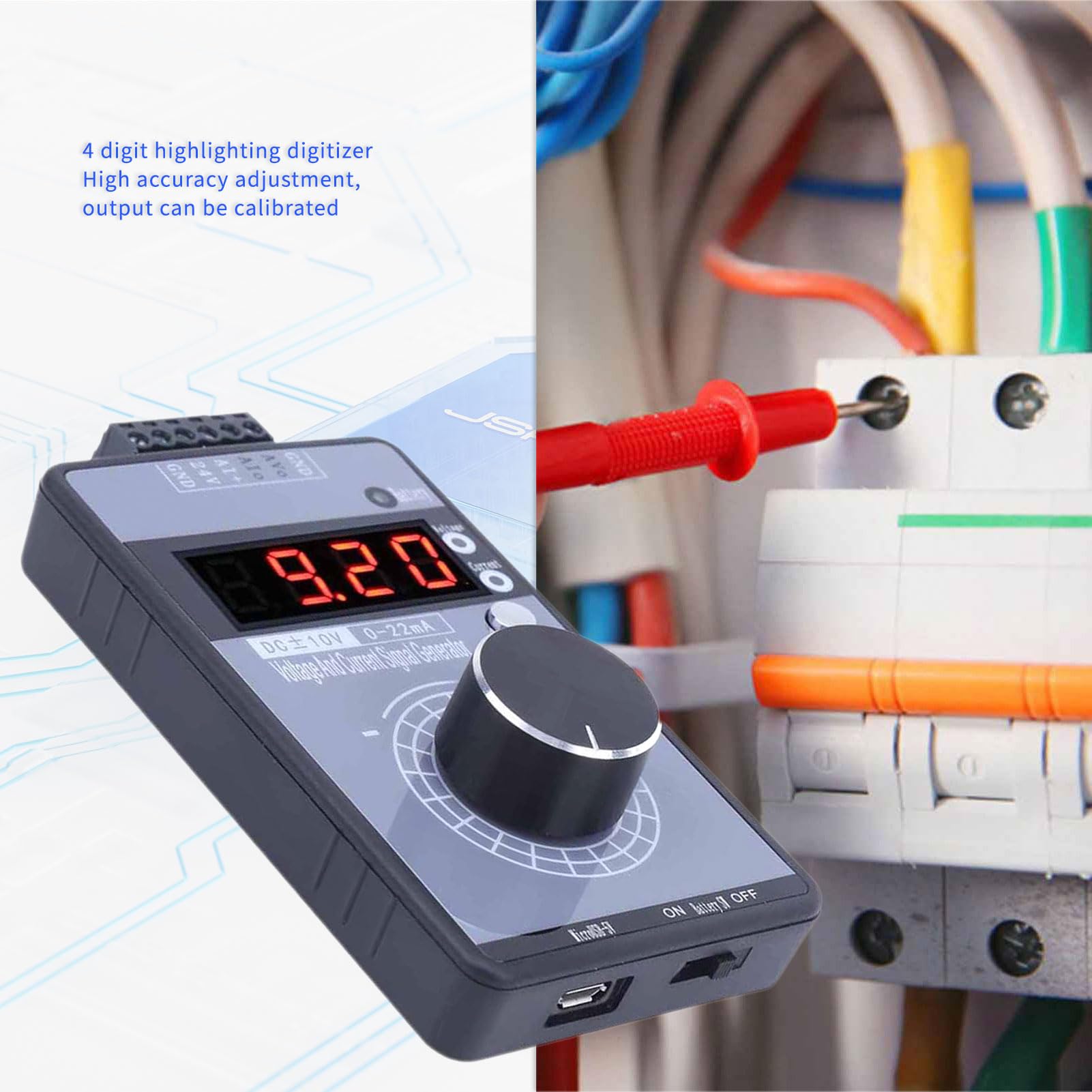 Strom-Spannungs-Signalgenerator, DC 0-10V 0/0-22mA Interface Analog Simulator, 3 Arten von Stromversorgung 4 Digit Display Generator für PLC Panel Debugging
