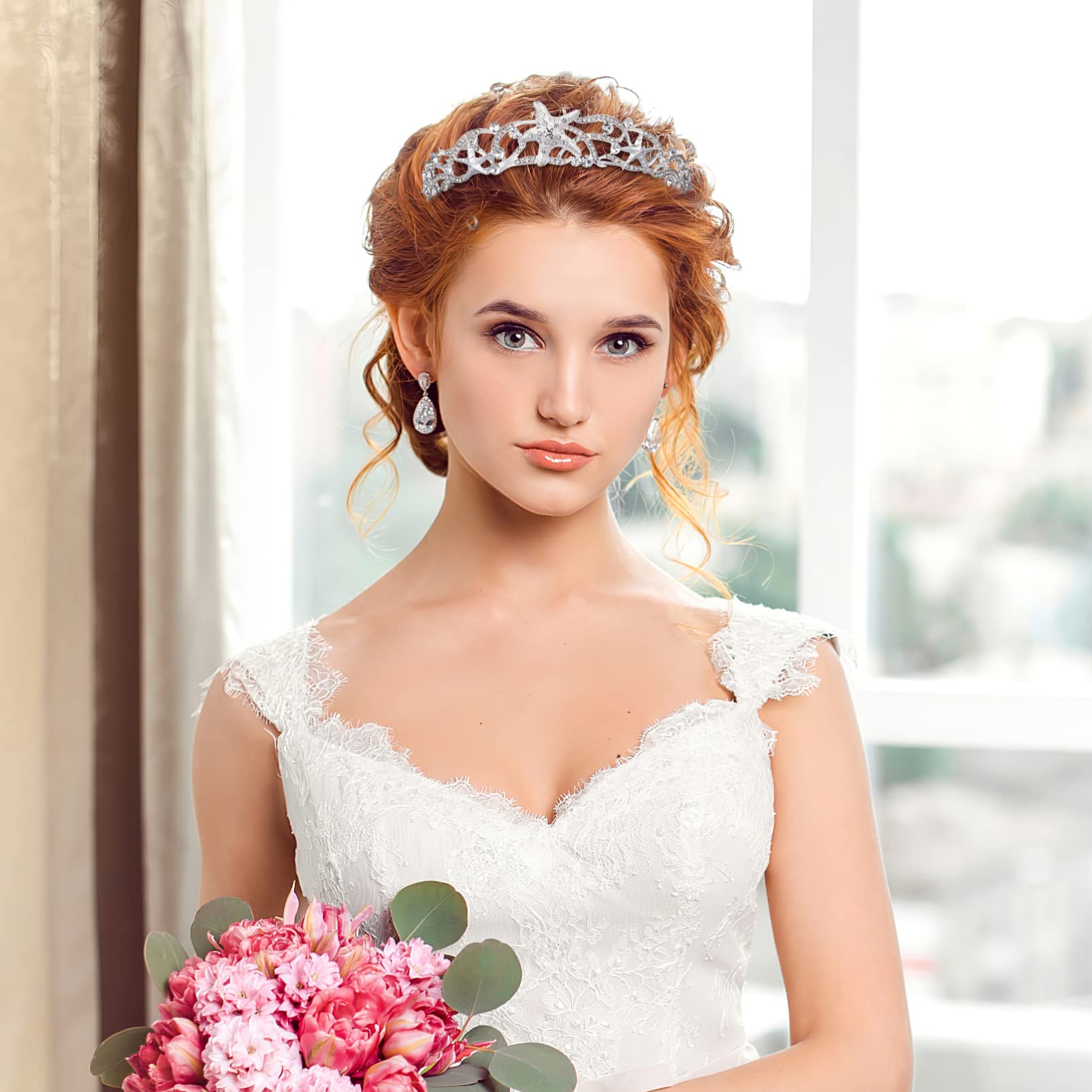 Beaupretty per capelli da sposa, elegante, con strass, accessorio per capelli, per sfilate, balli, feste di compleanno