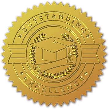 CRASPIRE 100 Pcs Gold Foil Stickers Award Of Excellence Embossed Certificate Seals Self Adhesive Stickers Medal Decoration Stickers Certificate Graduation Corporate Notary Stamps - View #11