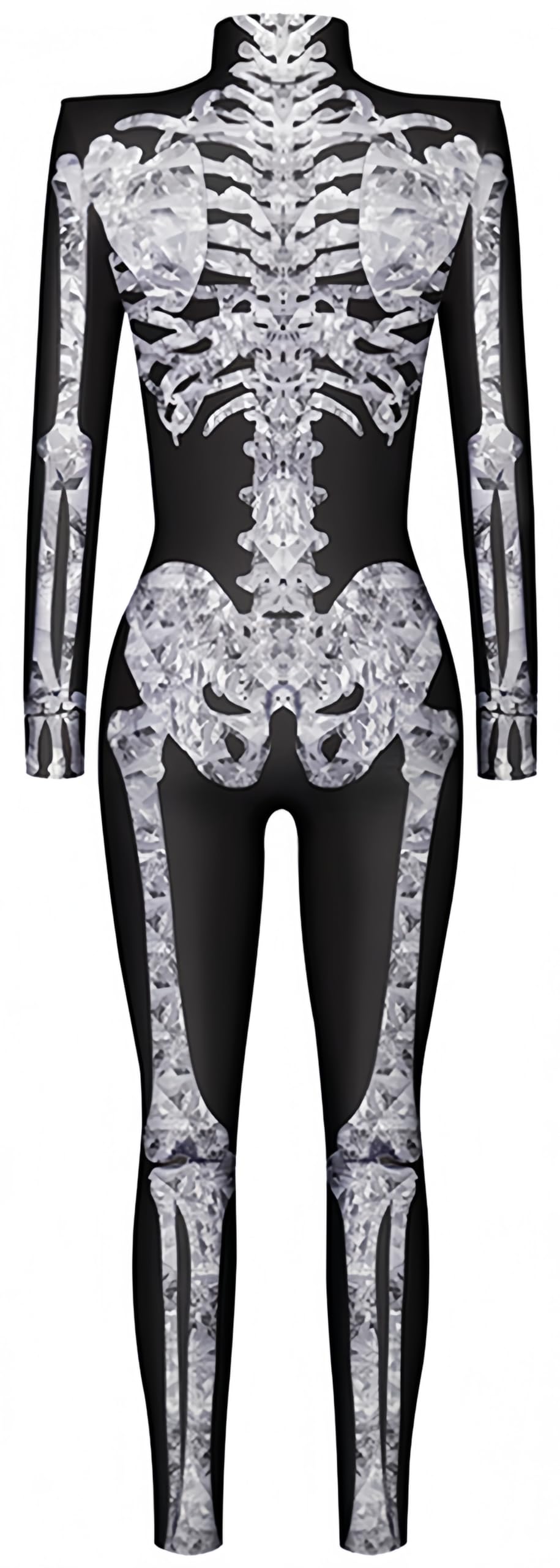 Ocean Plus Tuta da Donna con Scheletro di Halloween Stampa Digitale Taglio Sottile a Maniche Lunghe Monoblocco Collant