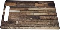 Bcumuq Old Wood Pattern Cutting Board with Handles - Retro Rustic Plastic Chopping Board 16x10 Inch Kitchen Safe