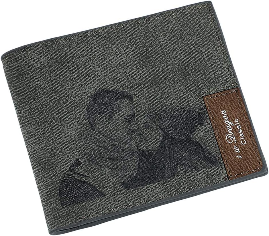 Personalized Custom Photo Wallet Engraved Picture Leather Wallet Father's Day Gift for Men Husband Dad