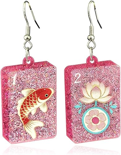Mahjong Earrings Accessories Unique Mahjong Jewelry Gifts Fun Chinese Mah Jong A