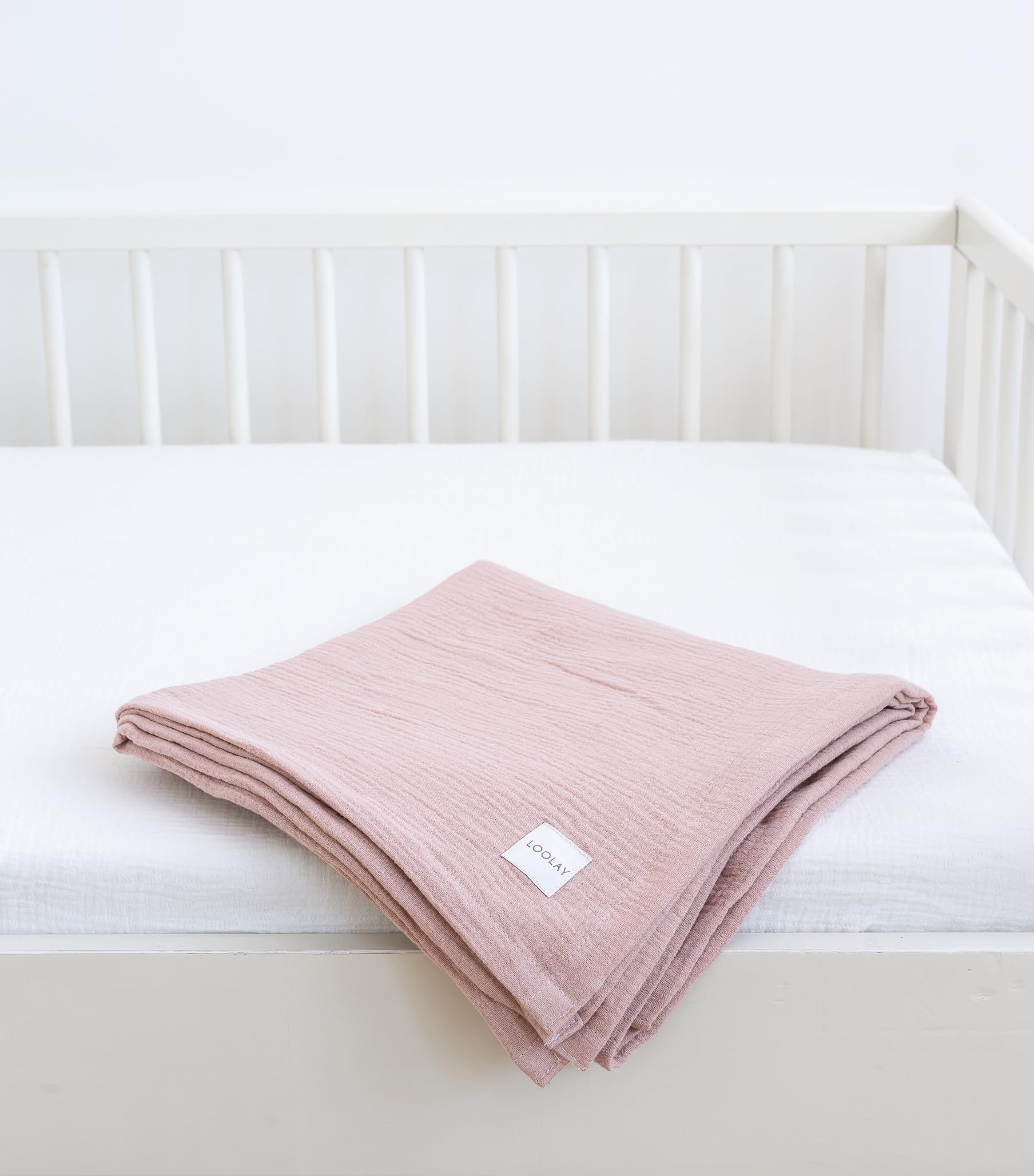 LOOLAY Musselin Decke 150x200cm 100% Europäische Baumwolle Leicht Atmungsaktiv Sommer Kinder Wickeldecke Reisedecke Strandtuch Altrosa