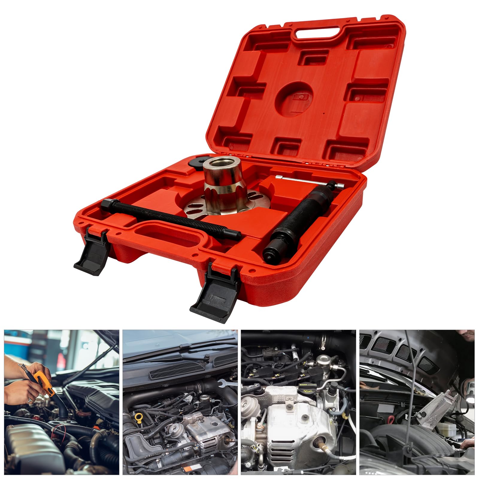 Prensa Hidráulica 10T para Cubos de Rueda Acero Carbono 45# Tratado Térmico Compatible 4-5 Pernos (96-125mm) Maletín Portátil para Taller/Carretera (Certificado CE)