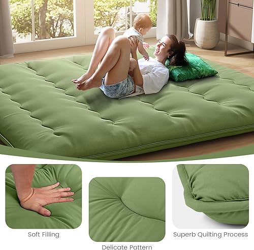 Miniatura 6 de KOMFOTT Colchón japonés, colchón futón enrollable de 4 pulgadas con funda lavable y bolsa de almacenamiento, colchón portátil para campamento,