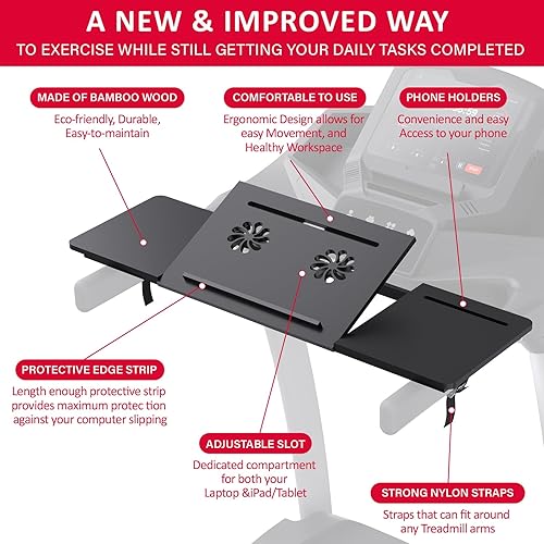 Miniatura 6 de Accesorio de escritorio para cinta de correr, soporte de 36 pulgadas para computadora portátil, estación de trabajo, bandeja ergonómica con