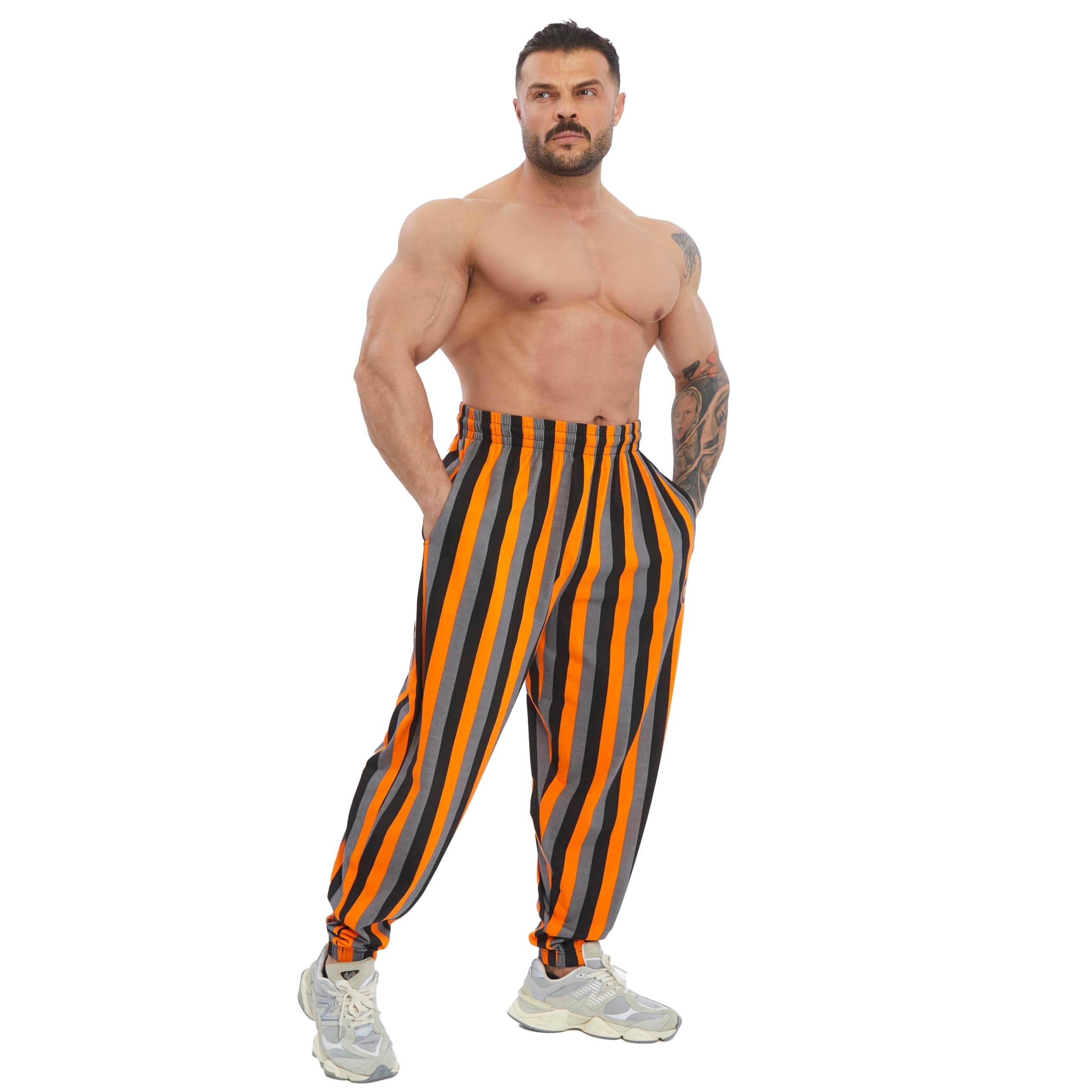 Pantaloni da jogging da uomo in cotone 100% cotone con tasche, pantaloni larghi da palestra e allenamento