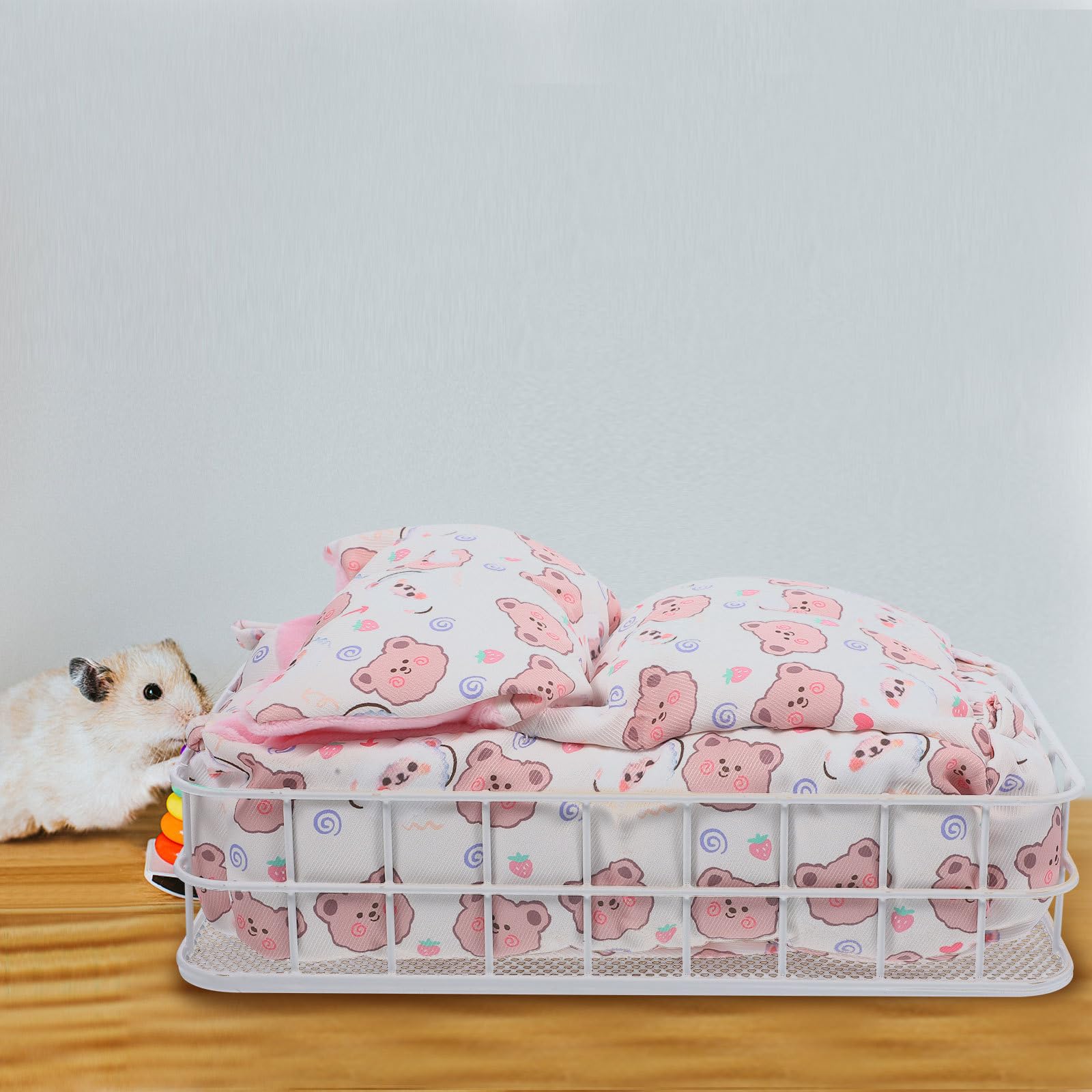 FOMIYES Hamster Hängematte aus Atmungsaktivem Material Kleines Haustierbett für Käfig Meerschweinchen und Chinchillaruheplatz mit Stabilem Metallrahmen Winter Schlafplatz für Kleine Tiere
