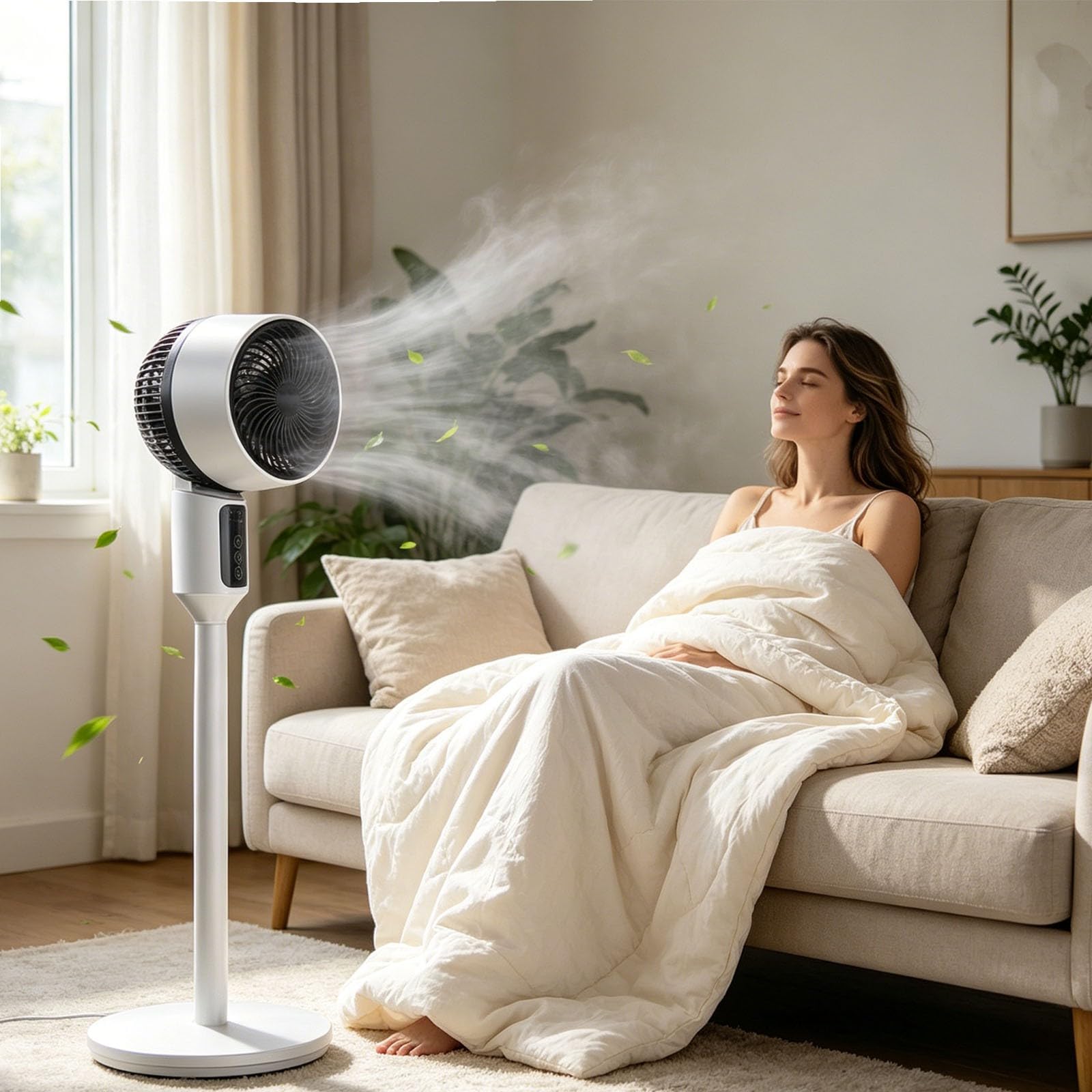 Ventilatore USB portatile in piedi regolabile in altezza circolazione dell'aria silenziosa per casa, camera da letto, scrivania, spazio di lavoro con testa oscillante, impostazioni di velocità