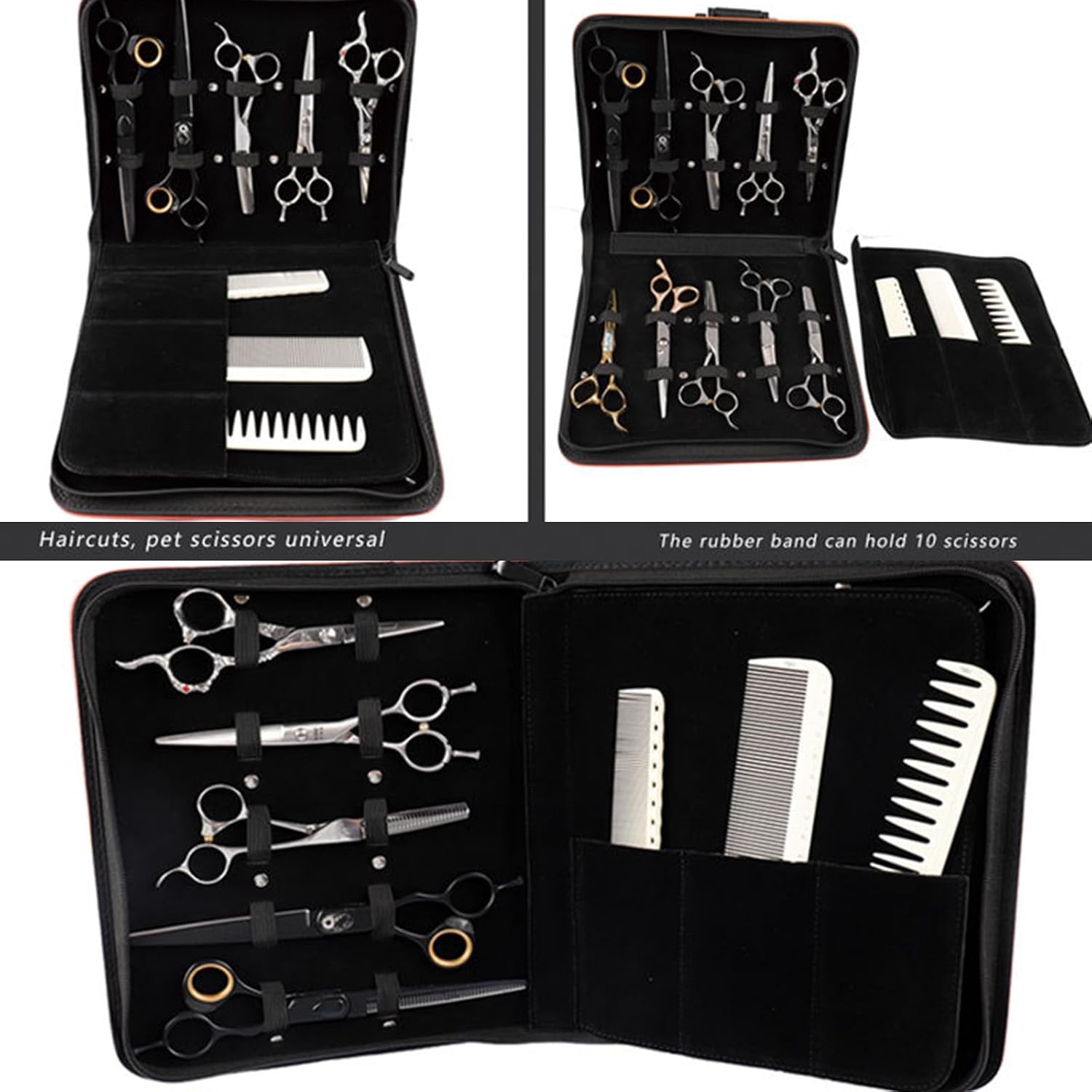 Professional Scissors Pack Portable Haircut Combs Storage Bag Barbershops PU Hairdressing Tools