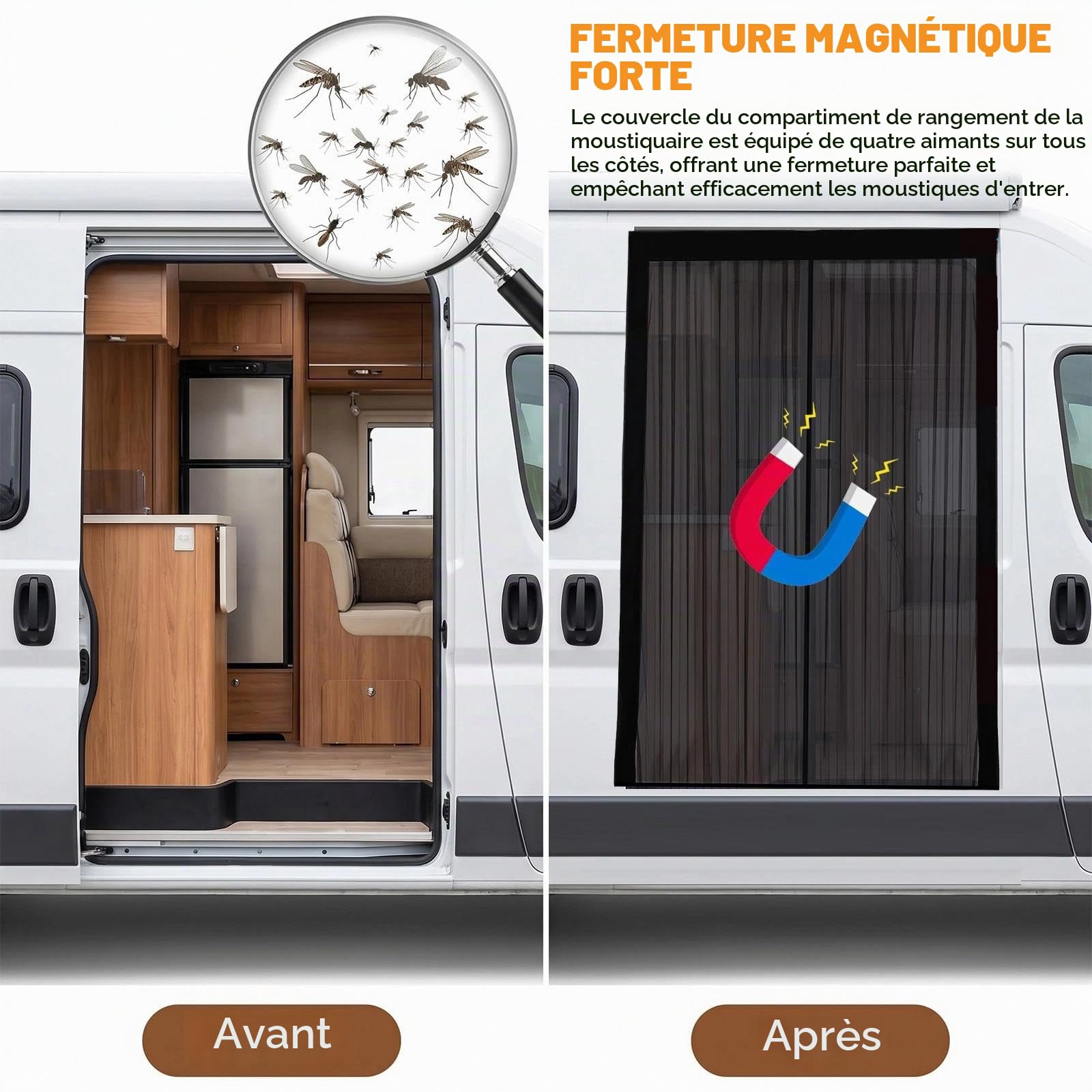 Moustiquaire Magnétique pour Porte Arrière Latérale 150x110 cm Moustiquaires en Maille Noire pour Camping Pêche Voyage et Pique Nique Extérieur