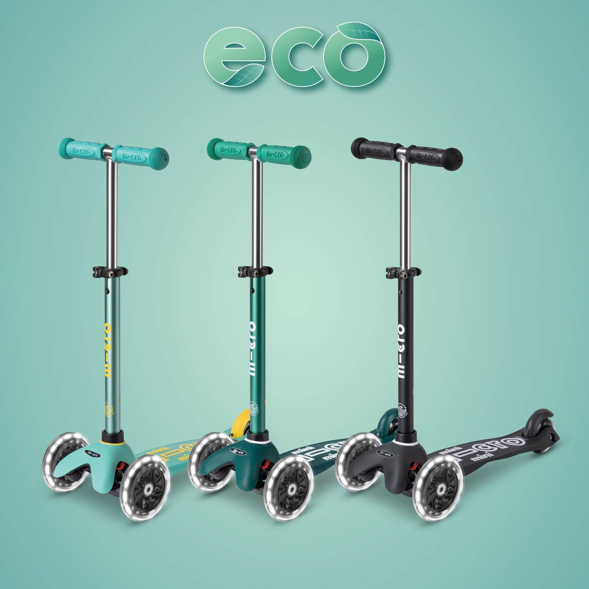 Micro® | Mini Deluxe Eco Patinete 3 Ruedas Niños | Fabricado con Materiales reciclados | Altura Regulable | Sistema de Giro por inclinación | 2-5 Años