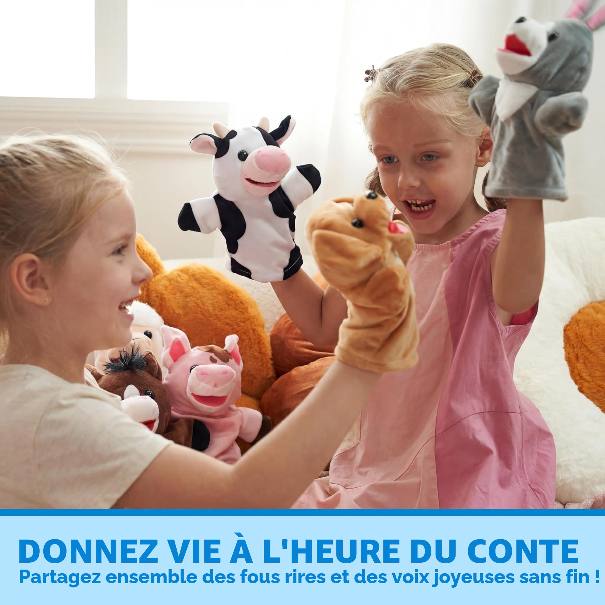 JOYIN Marionnettes à Main en Peluche pour Enfant, 6 Pièces, Théâtre de Poupées, Jeu de Rôle, Cadeau de Fête
