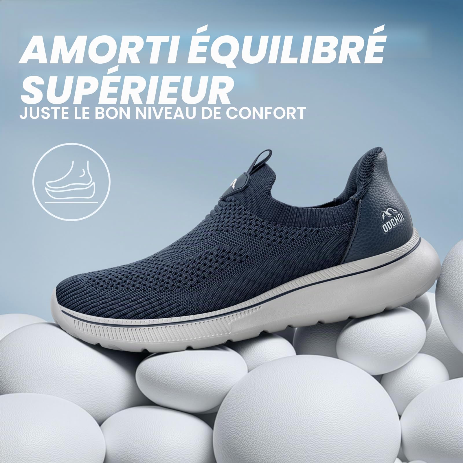 ODCKOI Slip on Baskets Hommes sans Lacets Chaussures de Sport Respirantes Chaussures de Course Confortables Chaussures de Gymnastique Légères Chaussures de Jogging Outdoor