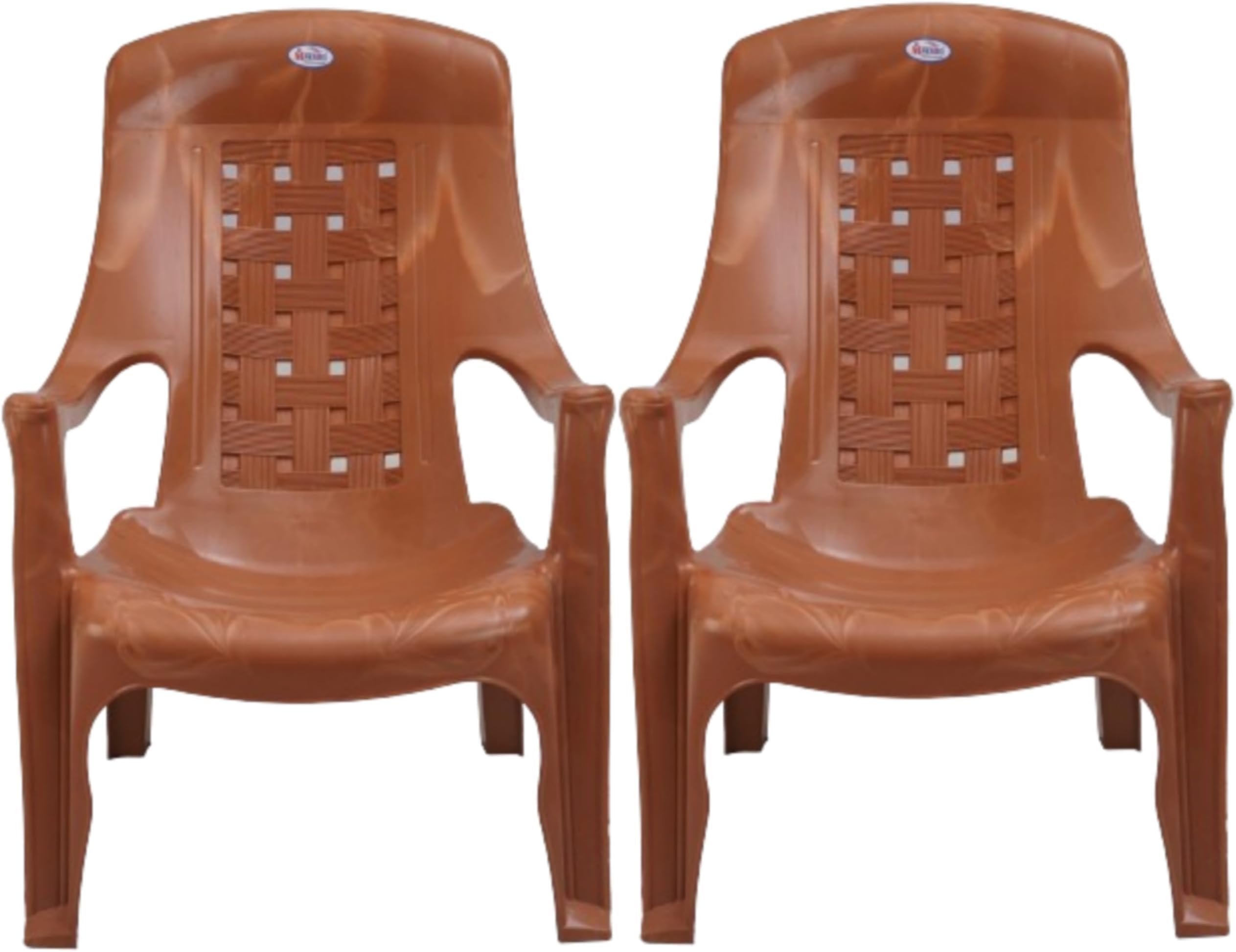 Monika Business Comfort arm Plastic Chairs for Home, Outdoor & Garden (Set of 2, Orange)