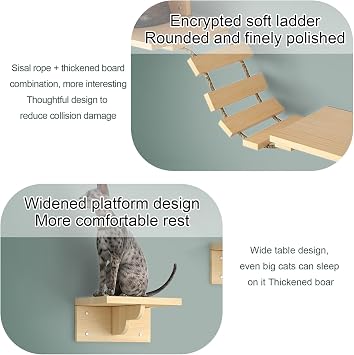 Cat wall Climbing Set, Space-Saving Wall-Mounted Cats Shelves, Cat wall Shelves, for Multiple Cats, Sturdy Base for Indoor Kittens(5pcs)