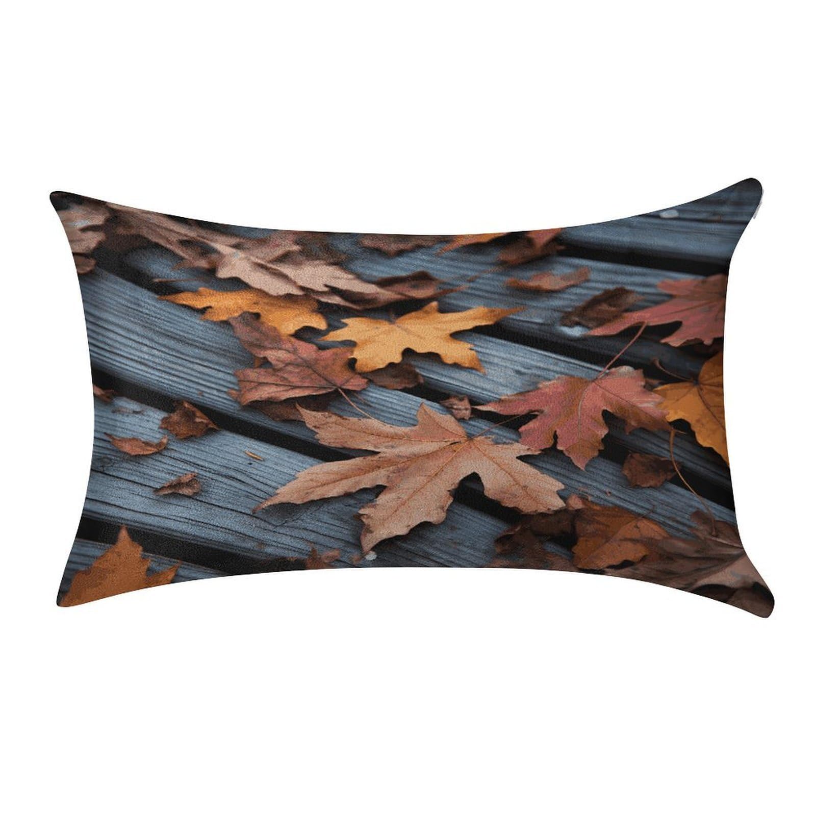 FekiLoot Fall Leaves Wood Pillow Covers Luxury Velvet Oblong Pillowcases Rectangular Throw Pillows Case Decorative Velvet Cushion Covers Ultra Soft Lumbar Pillow Shells 12 X 20 in