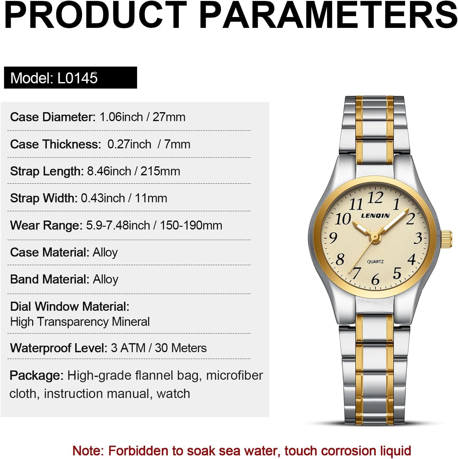 LN LENQIN Watches for Women Easy Read Waterproof Ladies Watches Quartz Wrist Watch with Stainless Steel Band - Image 9