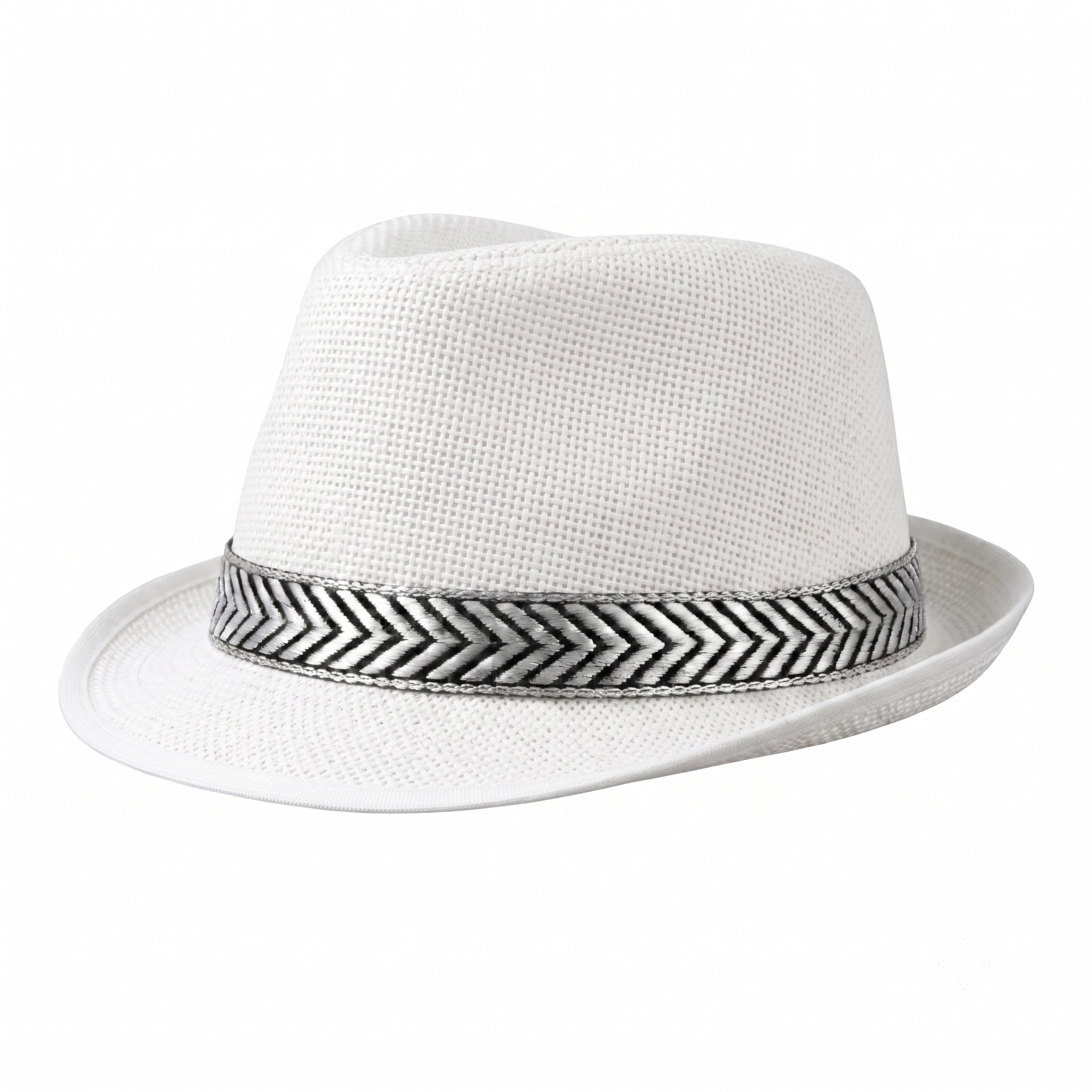 Komonee Trilby Hat White Halloween Fedora Fun Party Colourful Headwear Dress Up Costume Classic Short Brim Headwear
