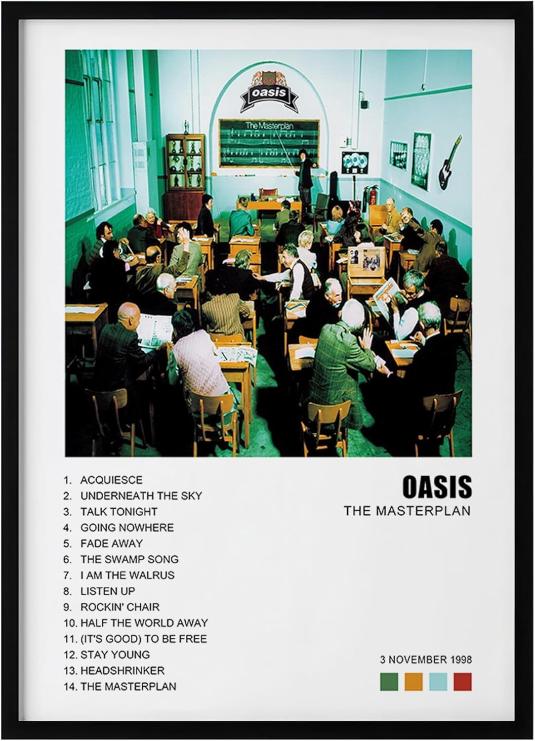Oasis Album Cover Poster – Definitely Maybe, Morning Glory, Be Here Now & The Masterplan Wall Art Print – A4 or A3, Framed or Unframed (A4 Unframed (210x297mm), Unframed, The Masterplan)