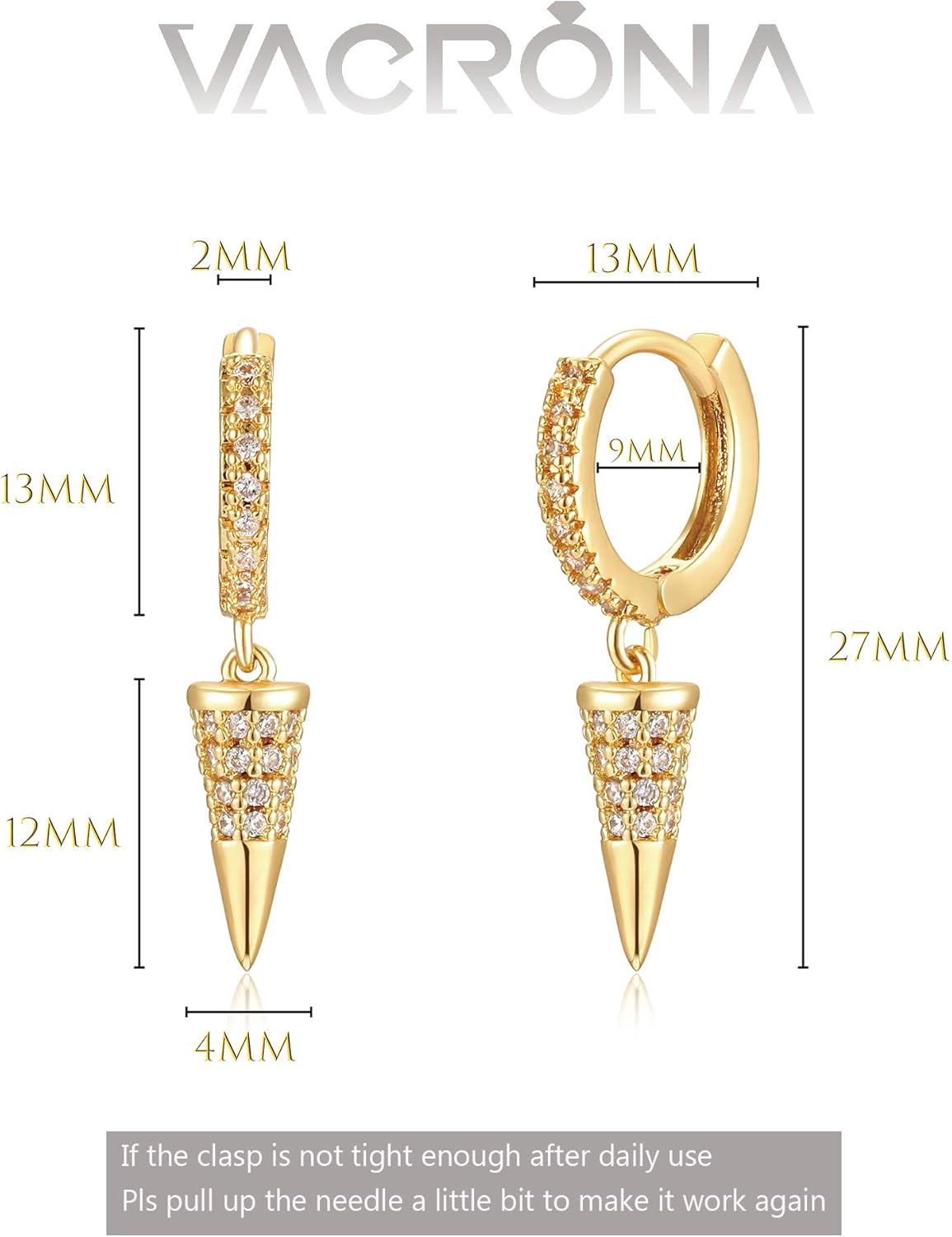 VACRONA Gold Heart Hoop Earrings Huggie Earrings for Women 14k Gold Plated Small Hoops Earrings - Image 5