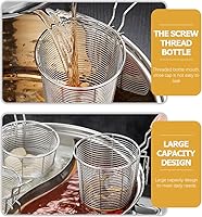 Vista 4 de BESTonZON Cuchara ranurada de acero inoxidable para fideos, colador de olla caliente de 5.6 pulgadas con asa para cocinar pasta, ramen y cocina