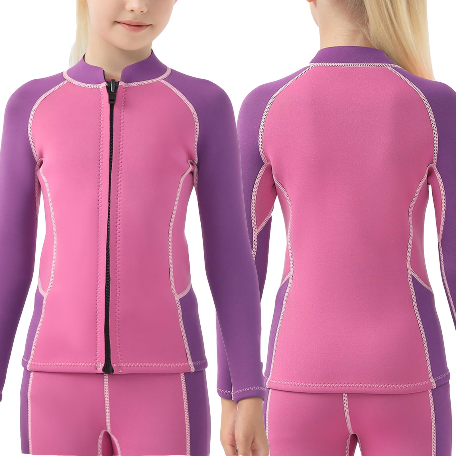 Intbost Kids Wetsuit Jackets 2mm Wetsuit Tops Boys Girls Keep Warm in Cold Water Neoprene Long Sleeve Wet Suit Jacket for Water Sports Scuba Diving