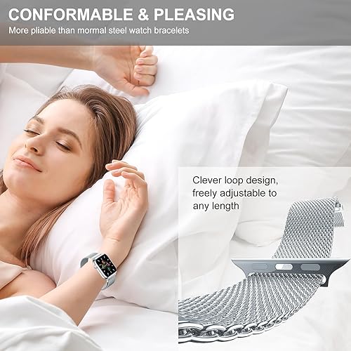 Miniatura 4 de Pippia Correa milanesa con cierre magnético compatible con Apple Watch Band de 1.496 pulgadas, 1.575 pulgadas, 1.614 pulgadas, 1.654 pulgadas, 1.732