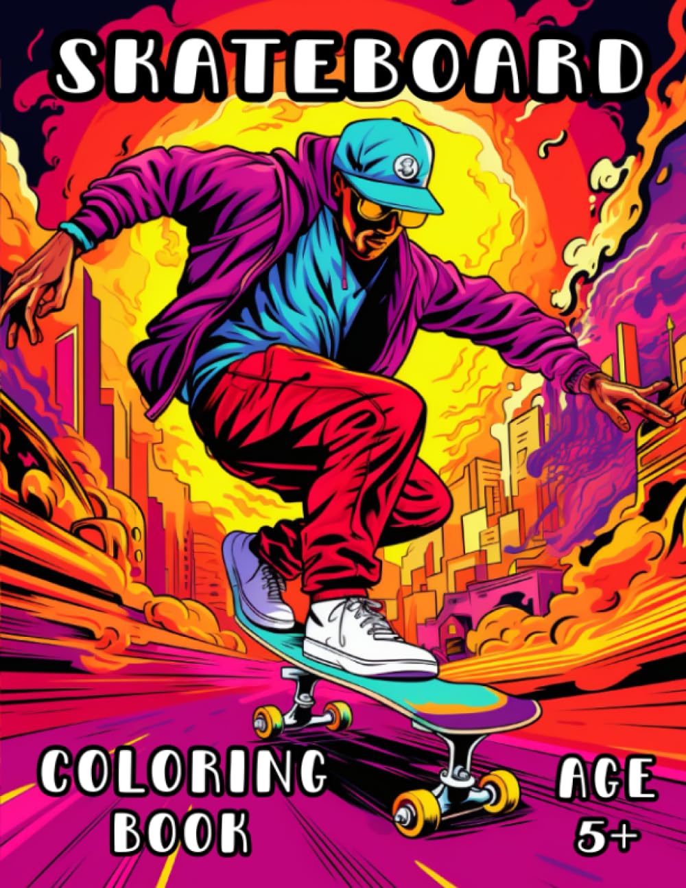 Skateboard Coloring Book: Skater Dude Skateboarding Coloring Book for Kids and Adults 5+