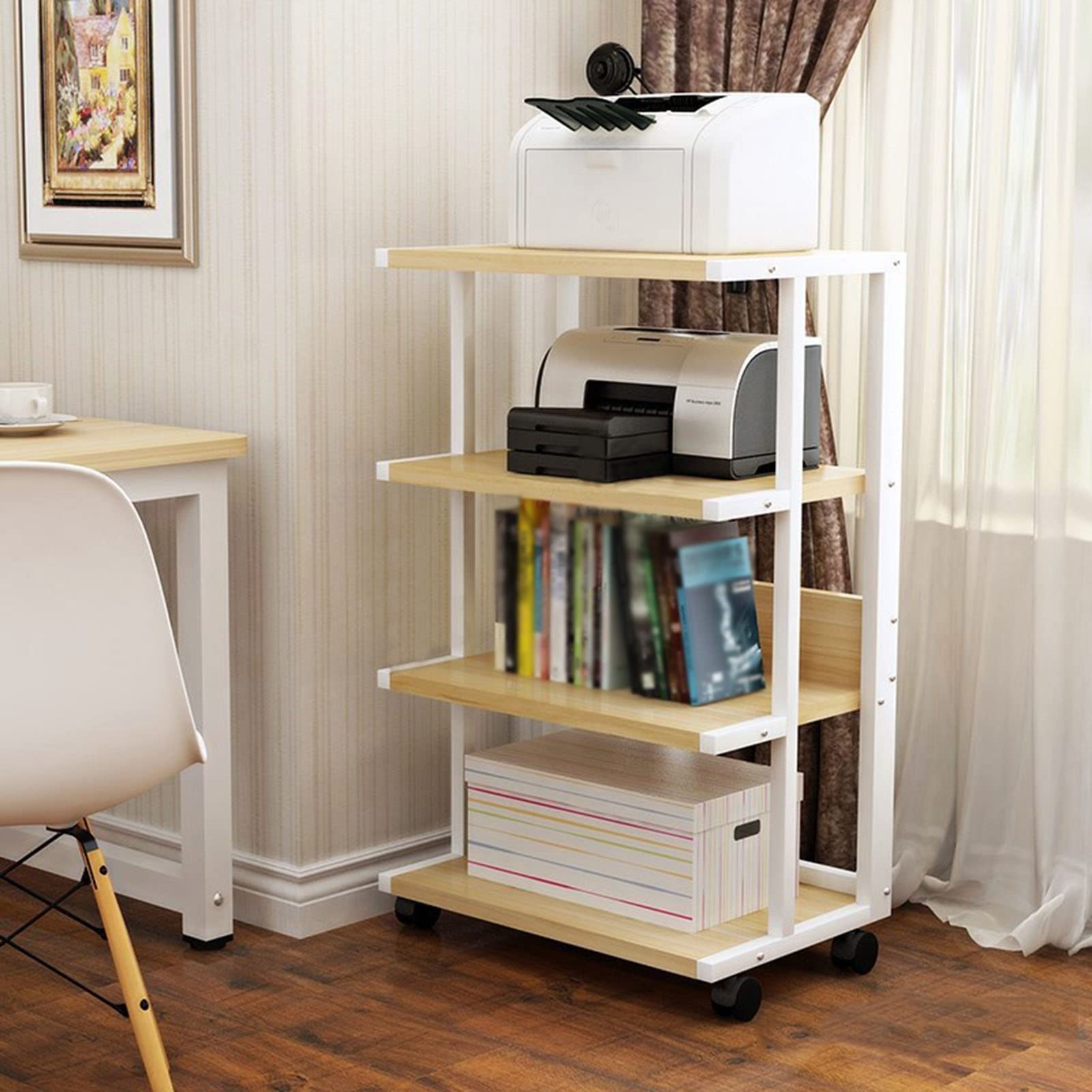 Scaffale a 4 ripiani, multifunzione, per casa e ufficio, ideale per Ma, DJ ar, cucina e teatro, scaffale versatile con ruote