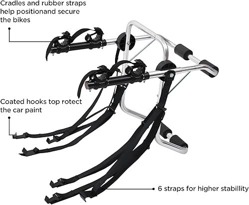 Miniatura 8 de Rockland - Portabicicletas para 2 bicicletas de neumáticos anchos, apto para vehículos con enganche receptor de 2", soporta 70 libras, plegable,
