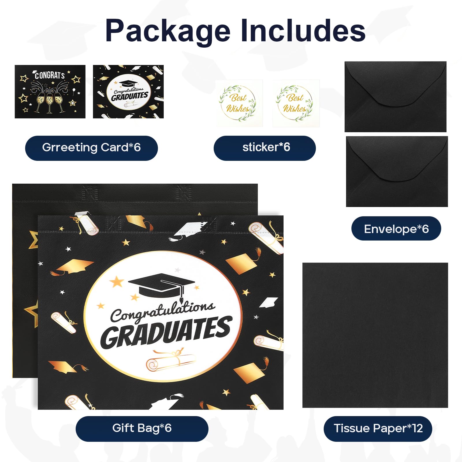 STYPOP 2 Pack 13" Large Graduation Gift Bags with Tissue Paper, Reusable Non-Woven Grad Bags with Handles, Best Graduation Gifts Class of 2026 College/High School / 8th Grade, 12.8"*10.2"*6.3"