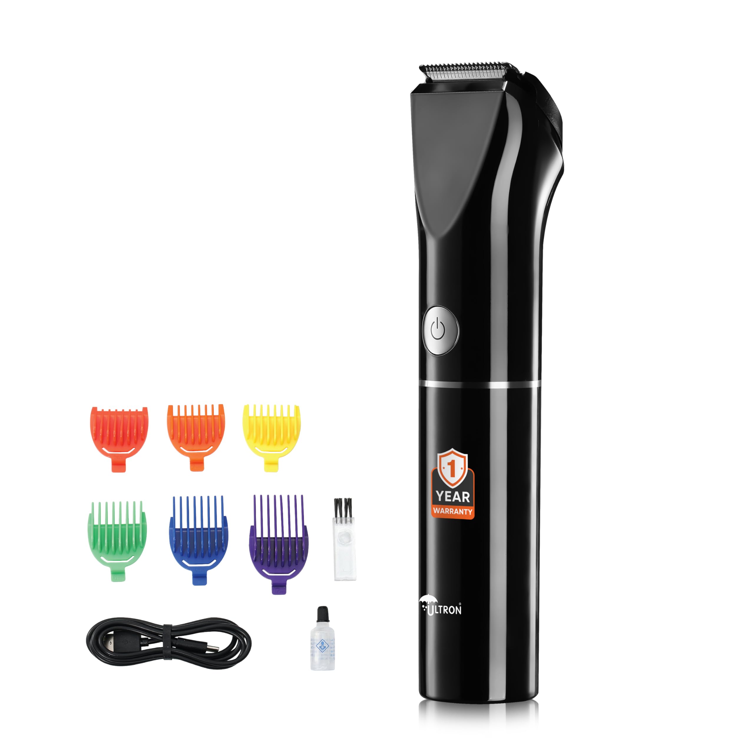 ULTRON UBT01 Beard Trimmer for Men | Cordless Rechargeable Trimmer | 1200mAh Battery | Stainless Steel Blades | Type-C Fast Charging | 1 year warranty (Black)