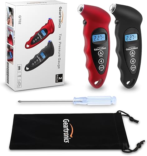 Miniatura 7 de Geartronics Medidor digital de presión de neumáticos 150 PSI 4 ajustes con retroiluminación LCD medidor de neumáticos para automóviles, motocicletas