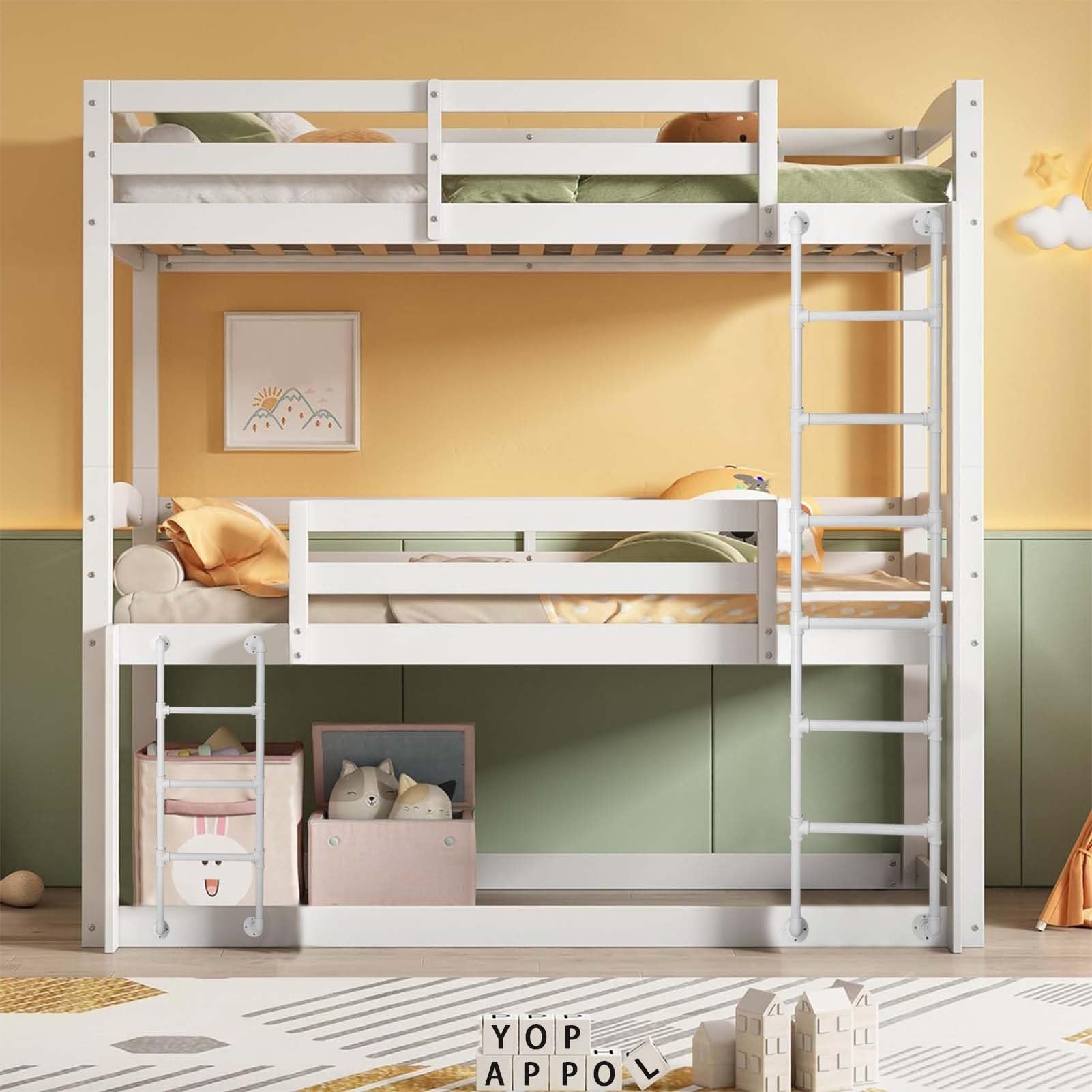 Escalera para litera doble ideal para optimizar espacio en el dormitorio juvenil