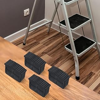 4Pcs Ladder Feet, Non Slip Rubber Steep Ladder Foot Pads Extension Ladder Feet Covers Security Bumpers Replacement Ladder Accessories, Step Ladder Rubber Feet For Ladder Protection