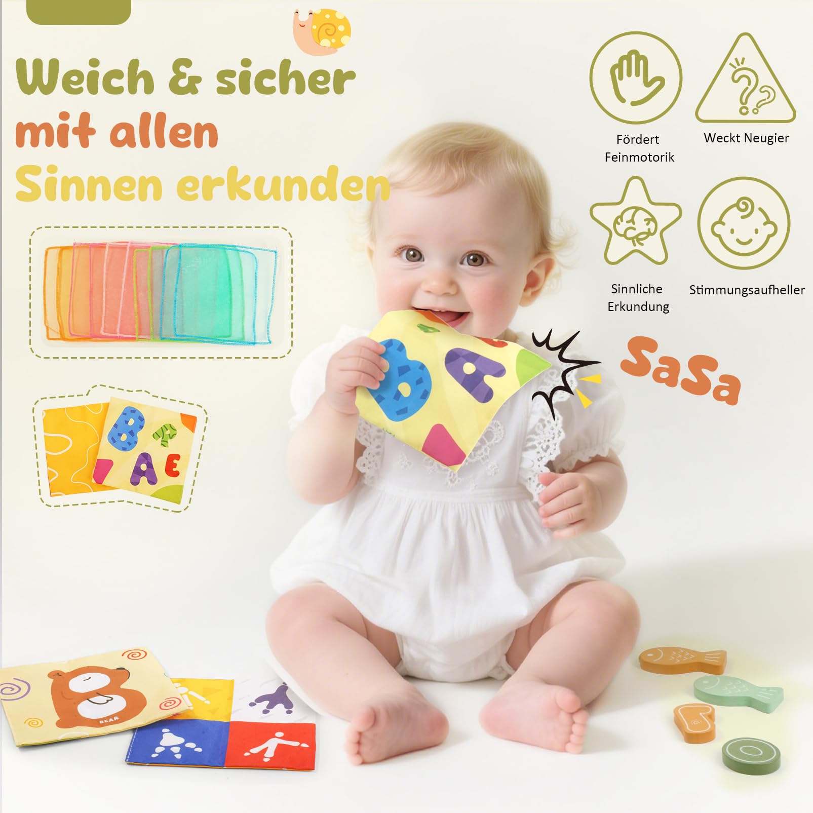 Almaxi Giochi Montessori 1 Anno, 6 in 1 Scatola dei Fazzoletti Montessori in Legno con Ingranaggi, Giochi di Pesca e Forme da Ordinare, Giocattolo Educativo per Sviluppo Motricità Fine Bambini 1 2 3