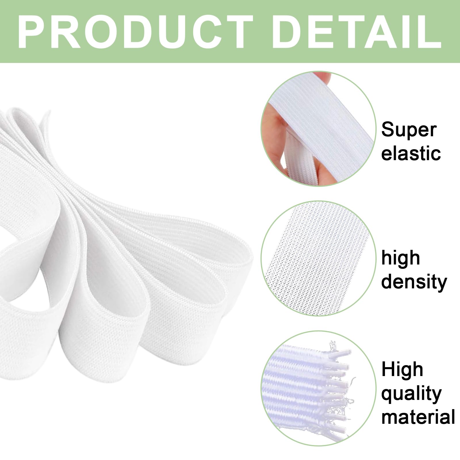 Elastico Intrecciato Bianco Per Cucito - 10 Metri X 2,5 Cm, Per Maschere E Abbigliamento - Foto 13