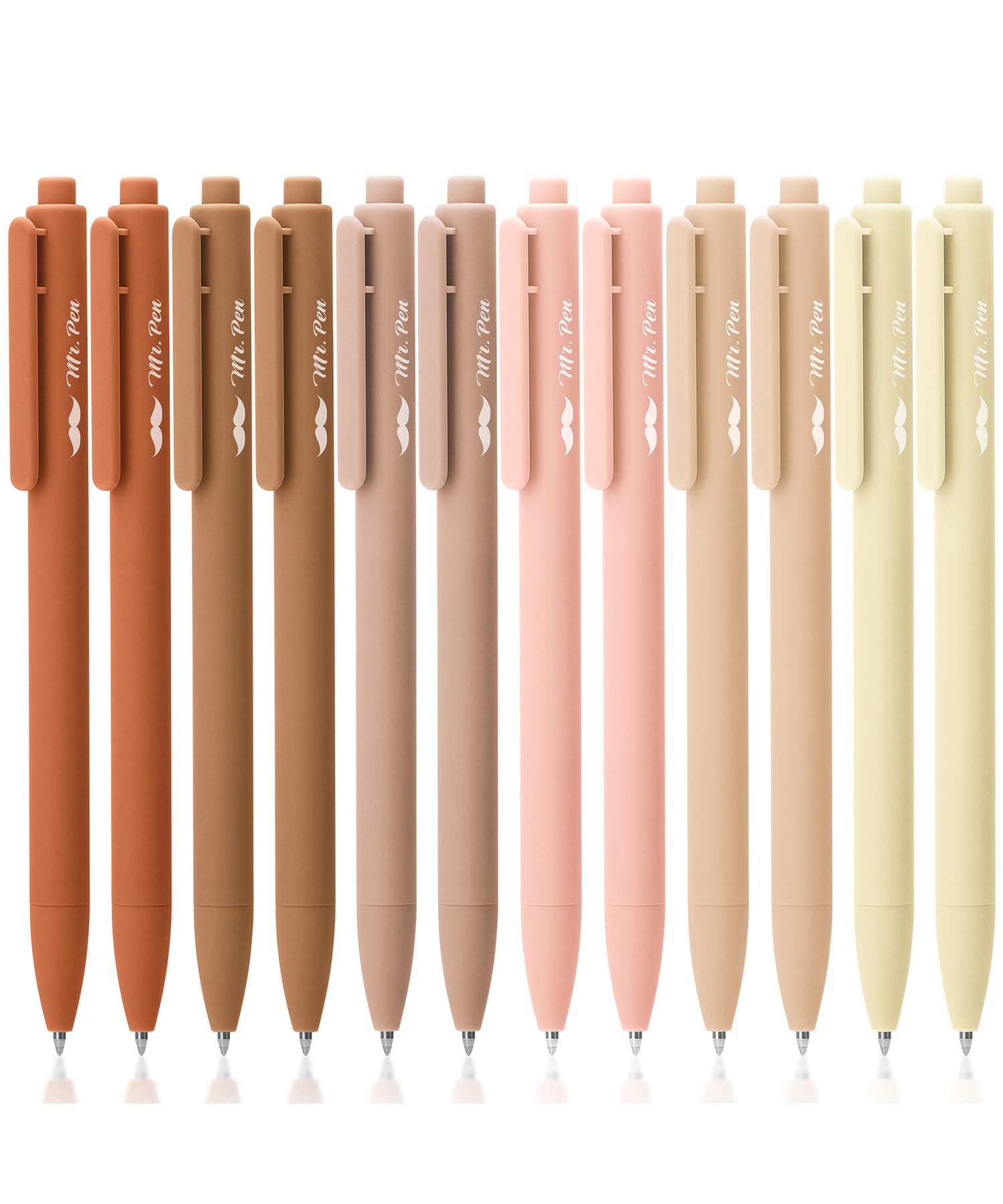 Mr. Pen- Retractable Gel Pens, 12 Pack, Black Ink, Natural Colors Barrels Gel Pens