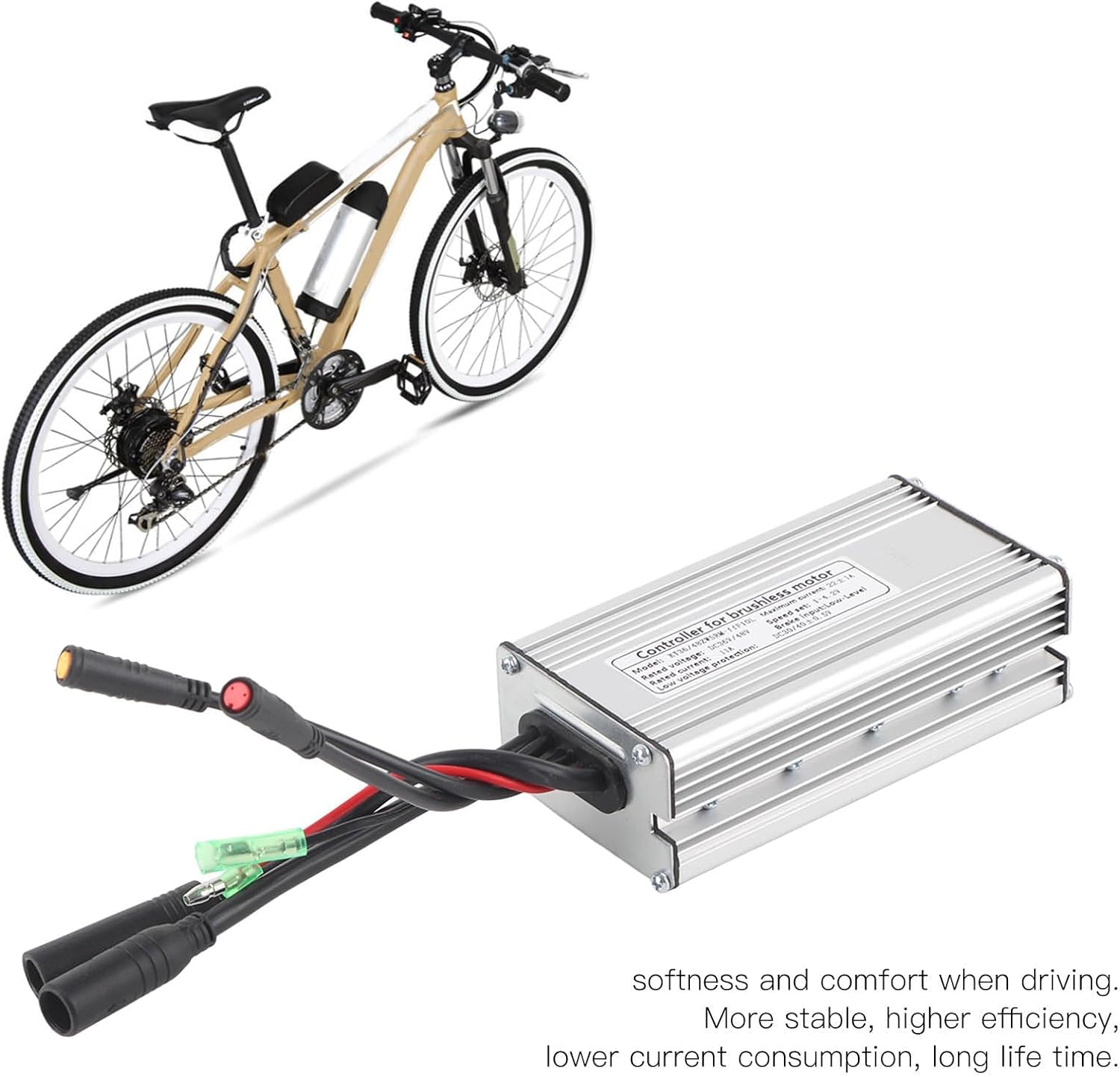 DC 36V/48V 25A Sine Motor Speed Controller, Electric Motor Conversion Kit for 750W Brushless Motors Suitable for E Bikes and Scooters