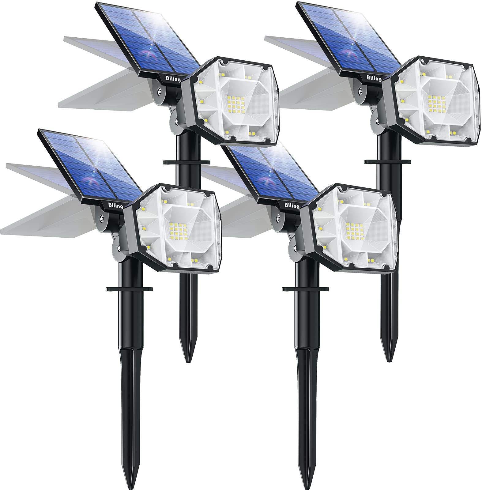 Photo 1 of Biling 30 LED Solar Landscape Lights Spotlight, 2-in-1 Bright Solar Lights Outdoor Landscaping Spotlights, Adjustable Garden Spot Lights Solar Powered IP67 Waterproof Wall Lights 4 Pack White